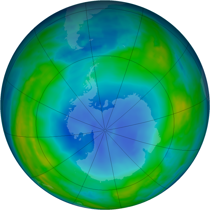 Antarctic ozone map for 09 July 2013